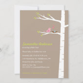 Modern Bird Birch Baby shower Invitation - Boy Kaart (Voorkant)