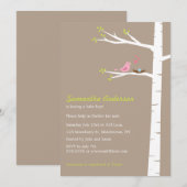 Modern Bird Birch Baby shower Invitation - Boy Kaart (Voorkant / Achterkant)