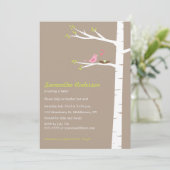 Modern Bird Birch Baby shower Invitation Neutral Kaart (Staand voorkant)