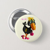 Modern Bird Button Fun - Uw kleuren - Tekst (Voorkant /achterkant)
