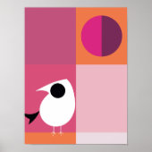 Modern Bird Color Block Roze Sinaasappel Poster (Voorkant)