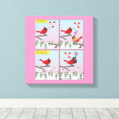 Modern Bird Mating Calls Comic Canvas Afdruk (Insitu (Houten vloer))