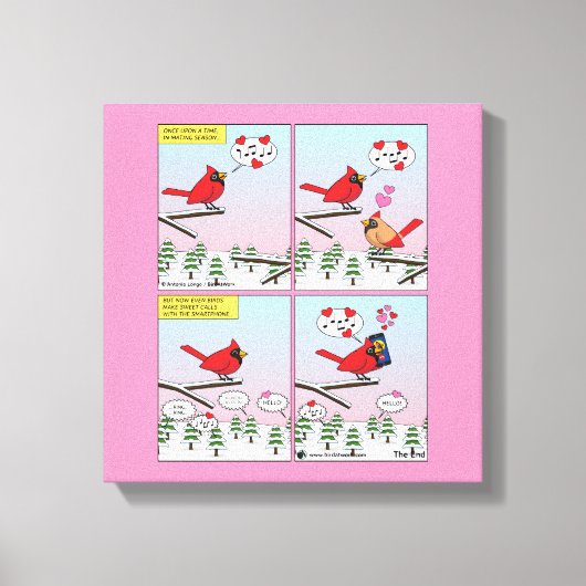 Modern Bird Mating Calls Comic Canvas Afdruk (Voorkant)