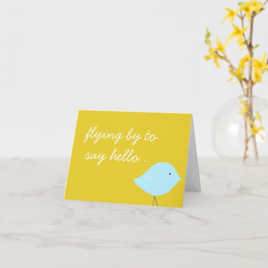 Modern Bird Note Kaart (Gele Bloem)