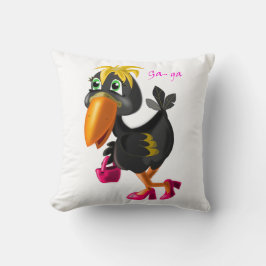 Modern Bird Pillow Fun - Uw kleuren - Tekst Kussen