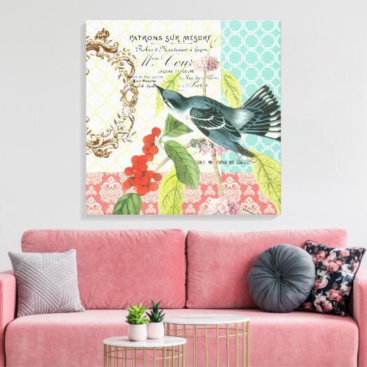 Modern  Bird stretched doek Canvas Afdruk (Insitu (Woonkamer))