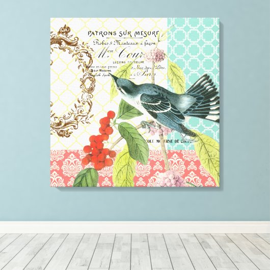 Modern  Bird stretched doek Canvas Afdruk (Insitu (Houten vloer))
