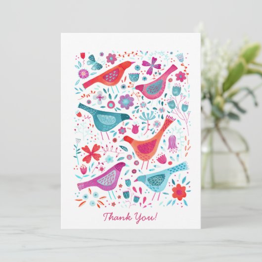 Modern Bird Watercolor Personalized Thank You Bedankkaart (Staand voorkant)