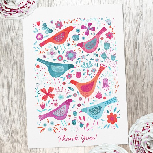 Modern Bird Watercolor Personalized Thank You Bedankkaart