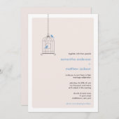 Modern Birdcage Wedding Invitation - Blue Kaart (Voorkant / Achterkant)