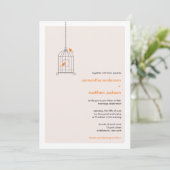 Modern Birdcage Wedding Invitation - Sinaasappel Kaart (Staand voorkant)