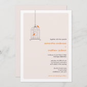 Modern Birdcage Wedding Invitation - Sinaasappel Kaart (Voorkant / Achterkant)