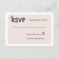 Modern Birdcage Wedding RSVP-kaart - Paars