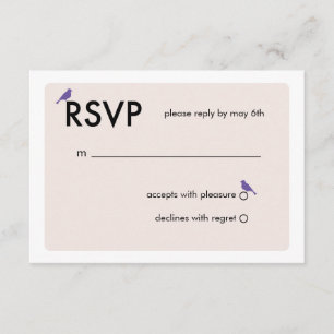 Modern Birdcage Wedding RSVP-kaart - Paars RSVP Kaartje