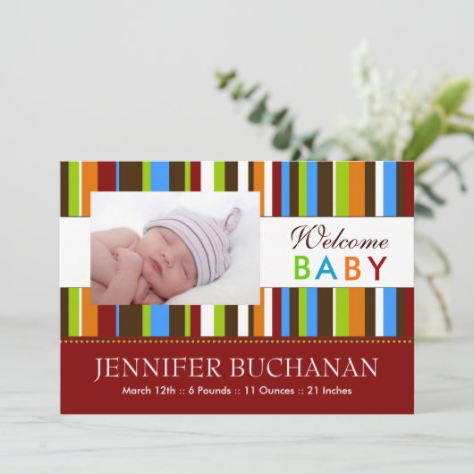 Modern Birth Announcement Aankondiging (Staand voorkant)