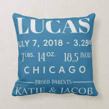 Modern Birth Baby Boy Personalized Nursery Pillow