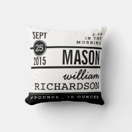 Modern Birth Baby Boy Personalized Nursery Pillow Kussen