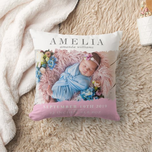 Modern Birth Stats Photo Keepomwille Kussen (Deken)