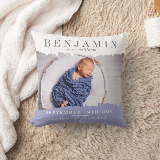 Modern Birth Stats Photo Keepomwille Kussen (Deken)