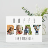 Modern Birthday 4 Foto Collage Persoonlijk Kad (Staand voorkant)