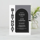 Modern Birthday Black Arch Party Kaart (Staand voorkant)