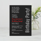 Modern Birthday Black White Red Sjabloon Kaart (Staand voorkant)