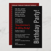 Modern Birthday Black White Red Sjabloon Kaart (Voorkant / Achterkant)