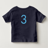 Modern Birthday Boy Navy Blue Name Age Number Kinder Shirts (Achterkant)