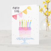 Modern birthday cake watercolor birthday card kaart (Gele Bloem)