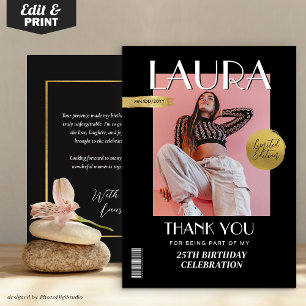 Modern Birthday Custom Magazine Hoesje Bedankkaart