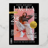 Modern Birthday Custom Magazine Hoesje, Portret Folie Uitnodiging (Achterkant)