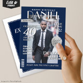 Modern Birthday Custom Magazine Hoesje, Portret Folie Uitnodiging