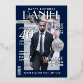 Modern Birthday Custom Magazine Hoesje, Portret Folie Uitnodiging