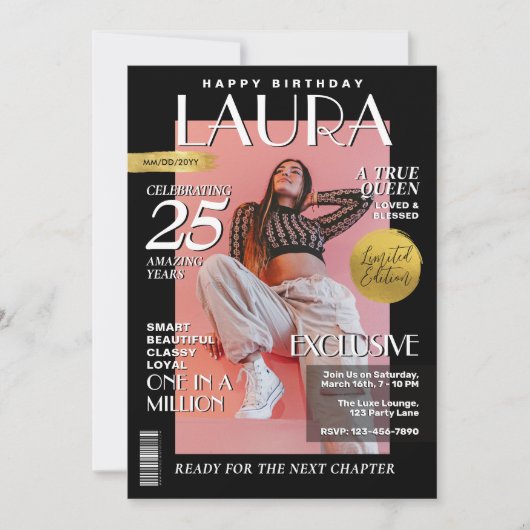 Modern Birthday Custom Magazine Hoesje, Portret Kaart (Voorkant)