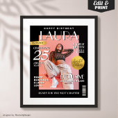 Modern Birthday Custom Magazine Hoesje, Portret Poster