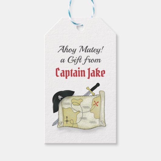 Modern Birthday Cute Pirate Map Treasure Cadeaulabel (Voorkant)