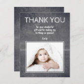 Modern Birthday Dank u voor de fotokaart voor kind (Voorkant / Achterkant)