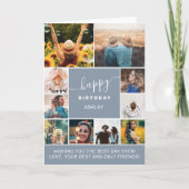 Modern birthday dusty blue 10 foto-lijstfoto kaart (Voorkant)