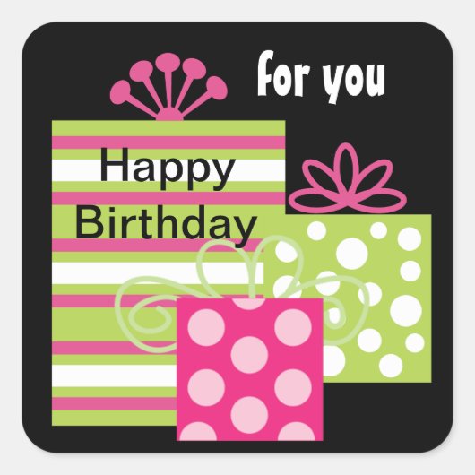 Modern Birthday Gift Label Stickers (Voorkant)