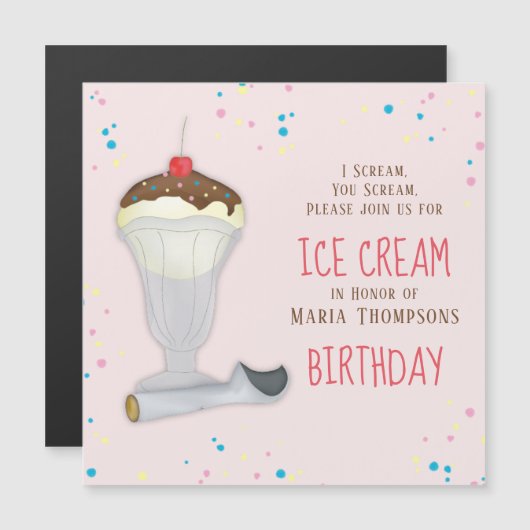 Modern Birthday Ice Cream Whimsical Magnet (Voorkant / Achterkant)
