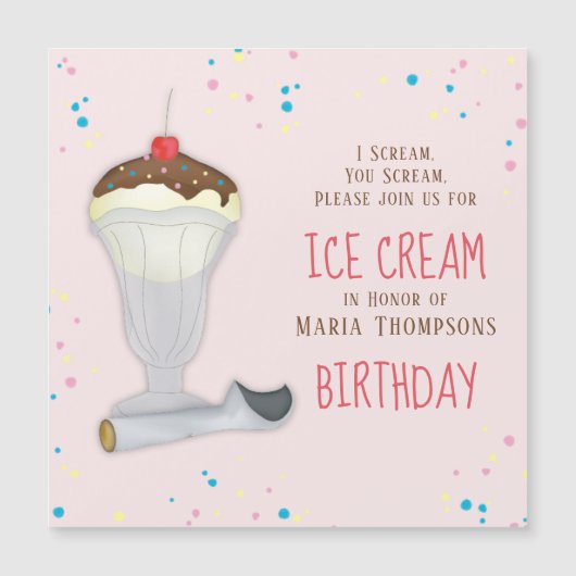 Modern Birthday Ice Cream Whimsical Magnet (Voorkant)