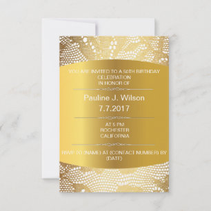 Modern Birthday Invitation Golden Lace Vip Kaart