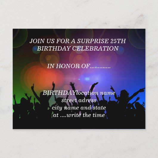 MODERN BIRTHDAY-KAART UITNODIGING BRIEFKAART (Achterkant)