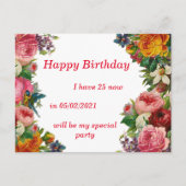 MODERN BIRTHDAY-KAART UITNODIGING BRIEFKAART (Voorkant)