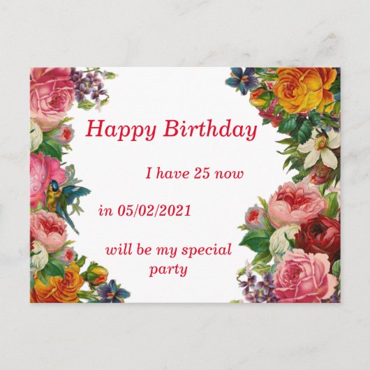 MODERN BIRTHDAY-KAART UITNODIGING BRIEFKAART (Voorkant)