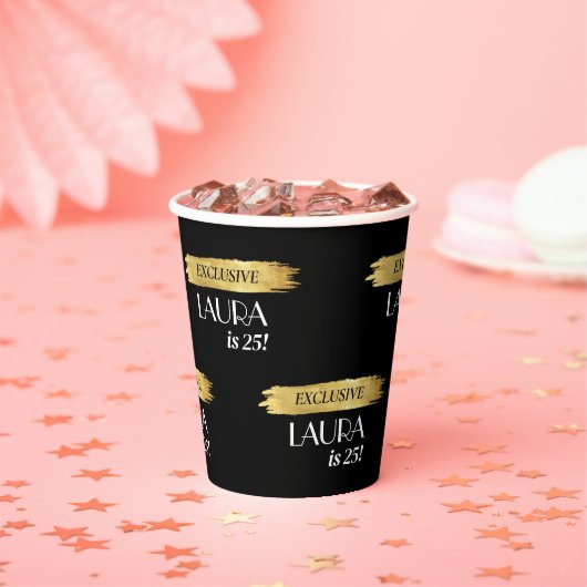 Modern Birthday Magazine Hoesje Zwart Goud Papieren Bekers (Insitu)