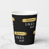 Modern Birthday Magazine Hoesje Zwart Goud Papieren Bekers (Achterkant)