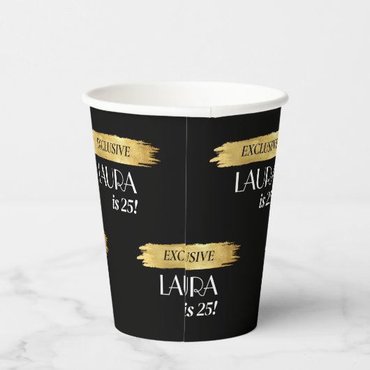 Modern Birthday Magazine Hoesje Zwart Goud Papieren Bekers (Rechts)