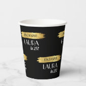 Modern Birthday Magazine Hoesje Zwart Goud Papieren Bekers (Voorkant)