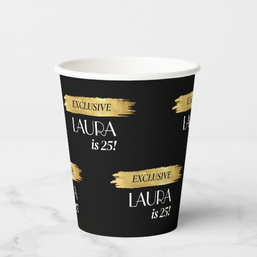 Modern Birthday Magazine Hoesje Zwart Goud Papieren Bekers (Voorkant)